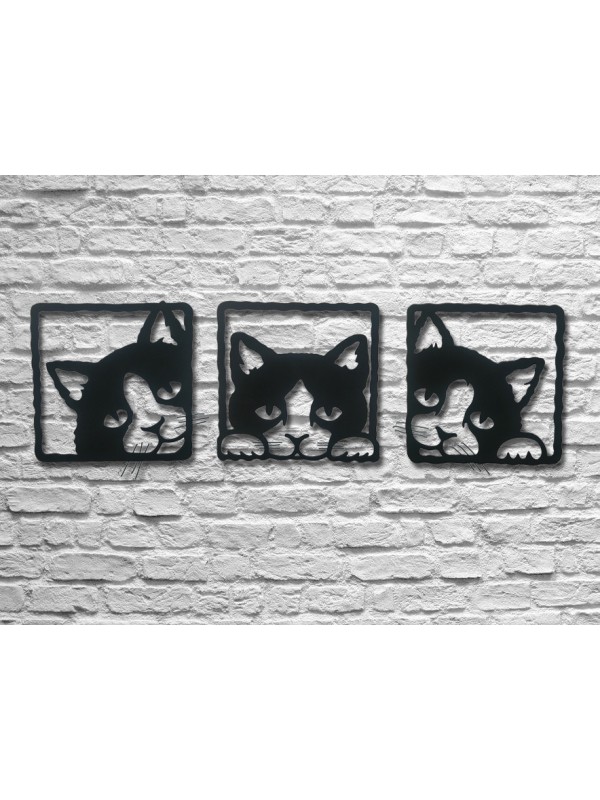 Siyah Kediler 3'lü Duvar Süsü
